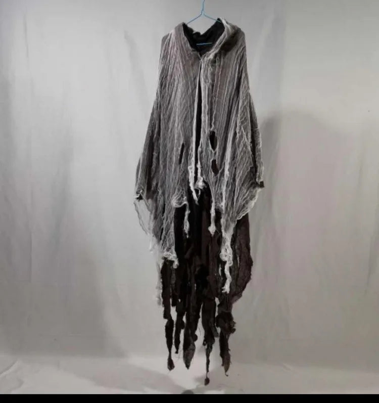 Halloween Ghost Dementors Cosplay Costume For Adult New Gothic Horror Zombie Tattered Hooded Capes Day Of The Dead Party Cloaks Good Vibrations