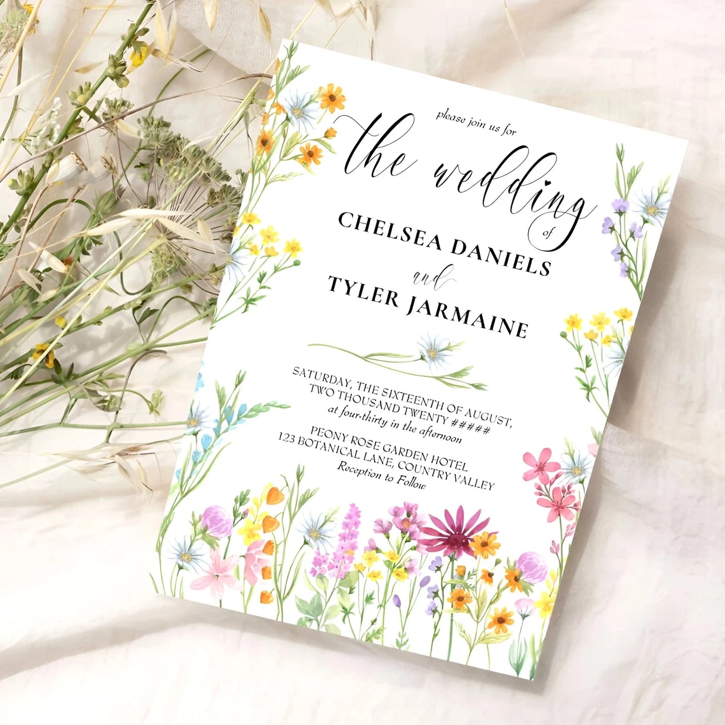 20pcs Country Wedding Invitation, Personalized Wedding Invitation Card, Wedding Invitations for Elegant Wildflowers Good Vibrations