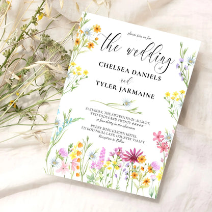 20pcs Country Wedding Invitation, Personalized Wedding Invitation Card, Wedding Invitations for Elegant Wildflowers Good Vibrations