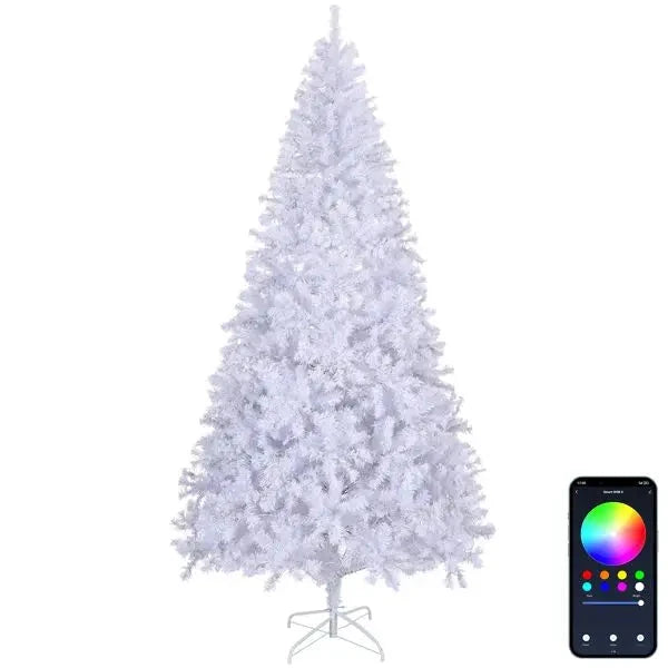 8 FT Pre-lit APP Controlled White Christmas Tree Artificial Xmas Tree 500 RGB Lights 1500 Branch Tips for Home Holiday Party Good Vibrations