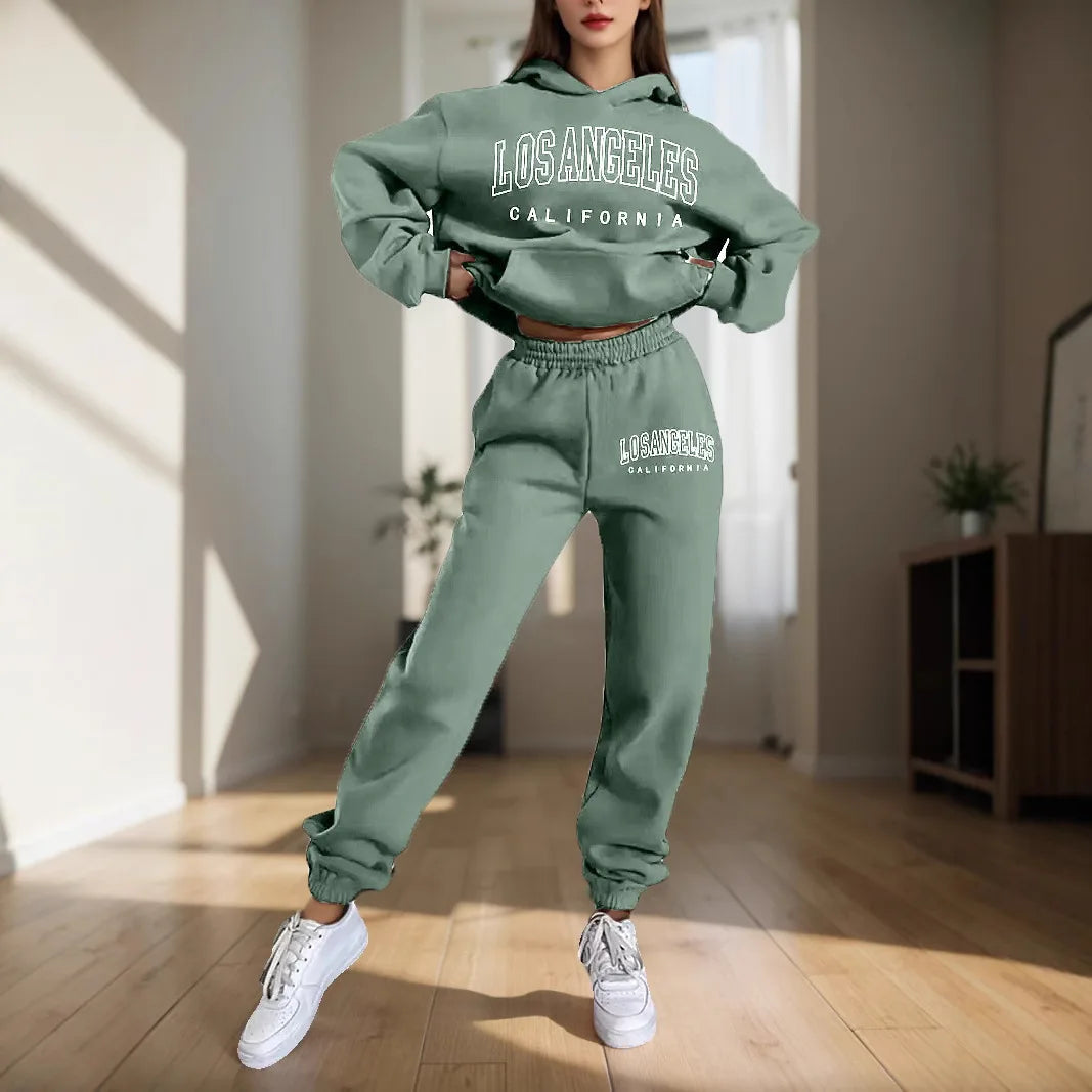 Women's Hoodies Two Pieces Sets Fashion Letter Print Pullover Sweatpants 2Pieces Set Sweatshirts Trousers Suit For Women Hooded Good Vibrations