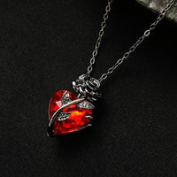 Gothic Rose Red Love Necklace Women's Y2K Jewelry Silver Color Tonebloody Human Heart Pendant Jewelry Personalized Gifts Good Vibrations Adult Super Store