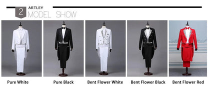 2024  Bent Flower Red/black /white Men's Dress Tuxedo Set Two-pieces,magician's Stage Performance, Conductor's Blazer Jacket Good Vibrations