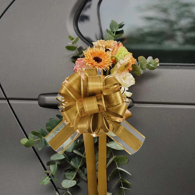 2/4/10Pcs Wedding Car Bow Ribbons Christmas Gift Wrap Packaging Decoration DIY Craft Flowers Birthday Party Supplies Valentines Good Vibrations