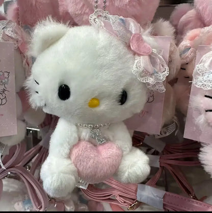 Hello Kitty Hugging Heart Keychain Cute Cartoon Bag Charm Purse Accessory Kawaii Gift for Girls Women Fashion Decoration Good Vibrations