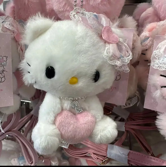 Hello Kitty Hugging Heart Keychain Cute Cartoon Bag Charm Purse Accessory Kawaii Gift for Girls Women Fashion Decoration Good Vibrations