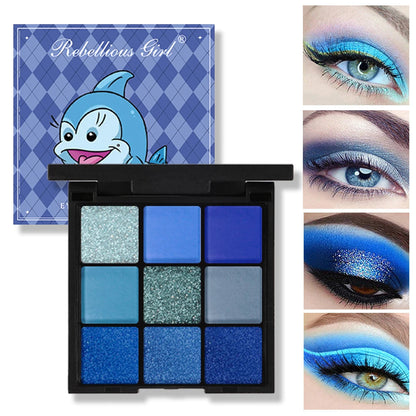 9-Grid Eye Shadow Palette Make-up for Women Glitter Pearlescent Matte Eyeshadow Cosmetics Shimmer Long Lasting Makeup Products Good Vibrations