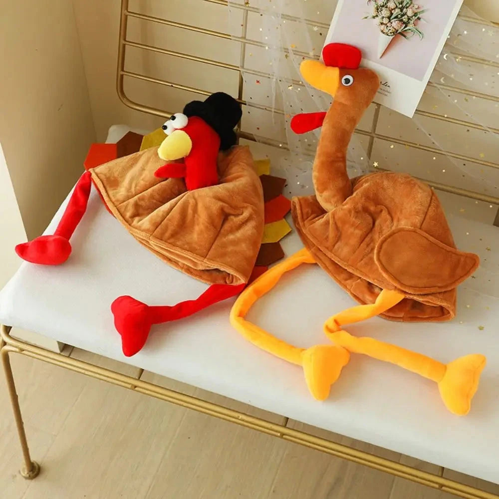 Cute Thanksgiving Turkey Hats Comfortable Soft Plush Turkey Caps Creative Unisex Roleplaying Photo Cap Children Good Vibrations