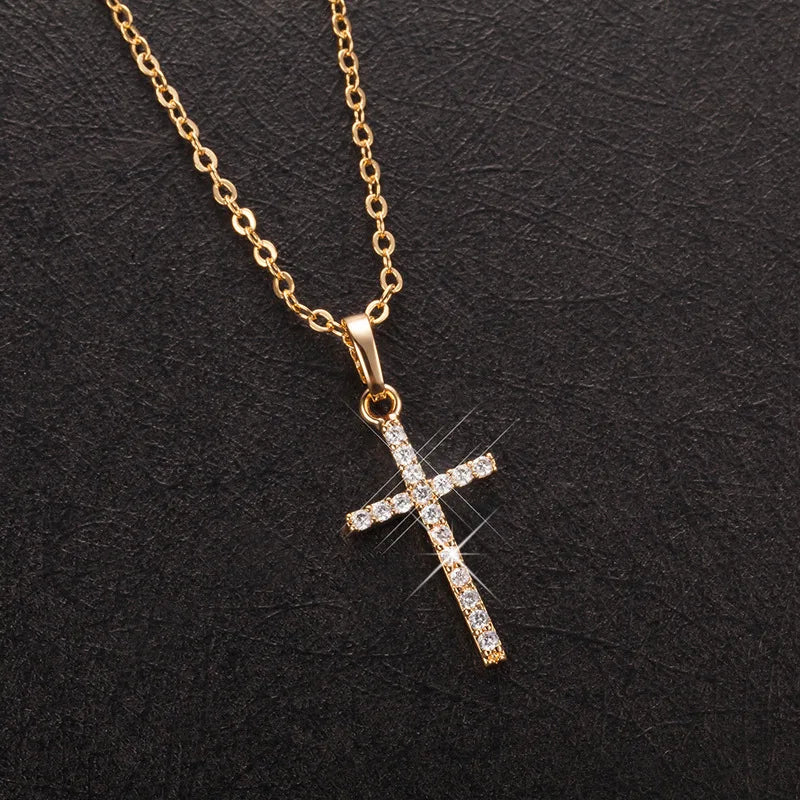 Hot Selling Jewelry Cross Pendant Necklace With Zircon Fashionable And Personalized Design Popular Hip Hop Neck Chain Good Vibrations