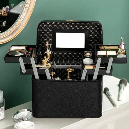 2025 New Fashion Professional Makeup Bag Women Cosmetic Case Female Korean Make Up Storage Organizer Box Fashion Large Good Vibrations