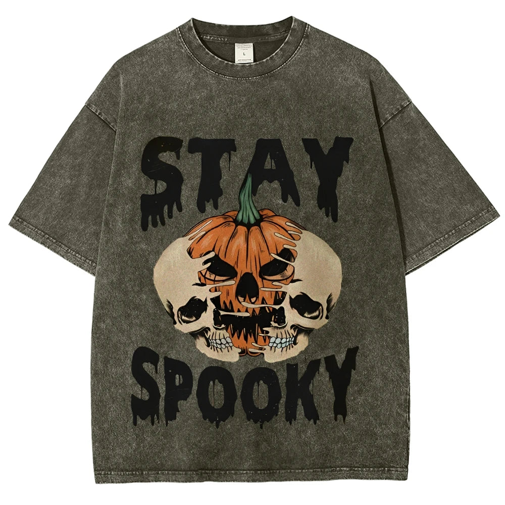Neutral Style Retro Outfit T-Shirt Pure Cotton High Quality Pumpkin Letter Graphic Printing Fashion Trend Loose Short Sleeves Good Vibrations
