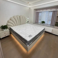 Luxury Beds 2 People Frame Floating Light Luxury Leather LED Lamp Double Bed Pink And Blue Queen Bed Frames Bedroom Furniture Good Vibrations