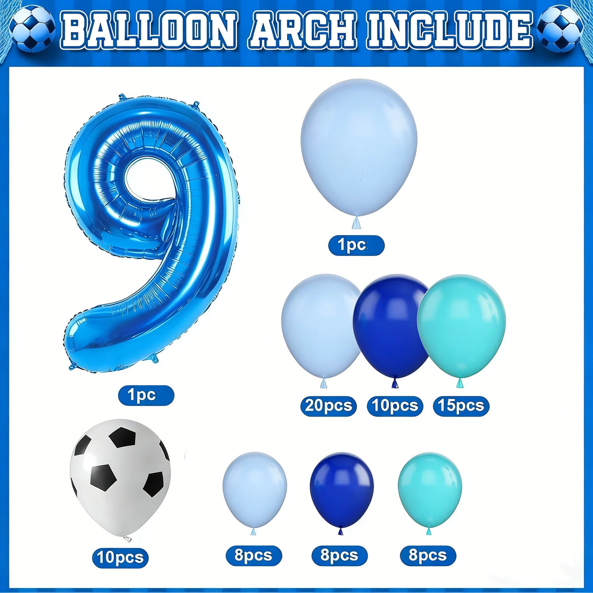 6th/7th/8th/9th/10th/11th Birthday Soccer Party Decoration for Boys, Soccer Birthday Balloons Arch with Royal Blue Teal Light Bl Good Vibrations