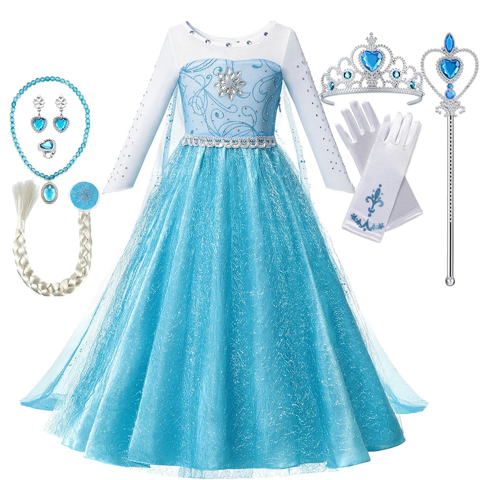 Summer Fancy Queen Elsa Anna Costume Girls Princess Dress Toddler Halloween Cosplay Party Vesidos For 2-10 Years Good Vibrations