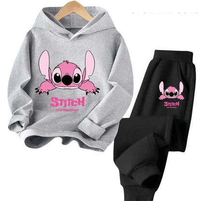 Children Hoodies Stitch Kawaii Fashion Pullover Sweatshirt Anime Trucksuit Manga Cartoons Girls Boy Kids Autumn Casual Clothes Good Vibrations