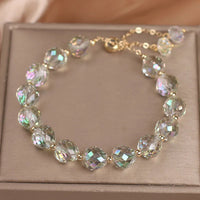 Crystal Woven Female Bracelet New Fashion Shiny Crystal Stone Beads Elasticity Rope Bracelets for Women Sweet Jewelry Good Vibrations