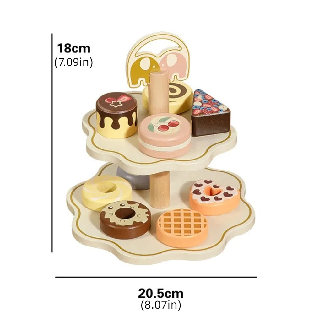 Wooden Afternoon Tea Set Toy Simulation Assembled Tea Set Play Toy Montessori DIY Minature Pretend Play Kitchen Set Kids Gifts Good Vibrations
