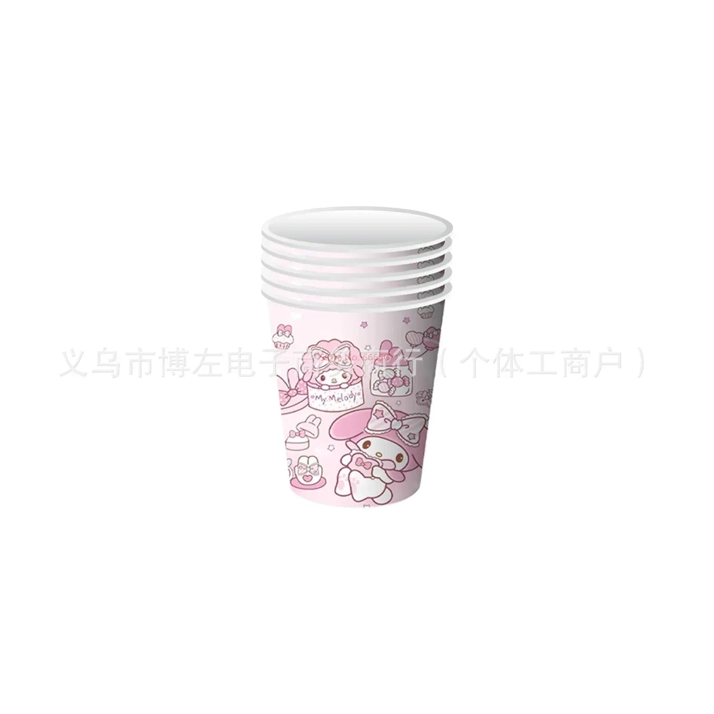 Sanrio Melody Themed Children's Birthday Party Decoration Disposable Paper Tray Tissue Tablecloth Set Party Props And Decoration Good Vibrations