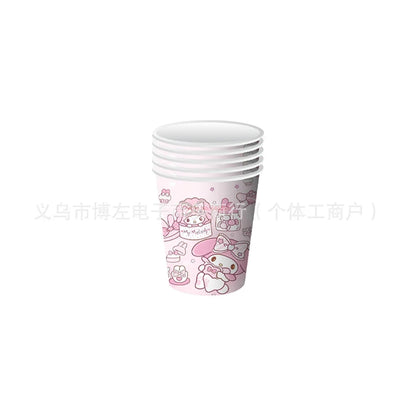 Sanrio Melody Themed Children's Birthday Party Decoration Disposable Paper Tray Tissue Tablecloth Set Party Props And Decoration Good Vibrations