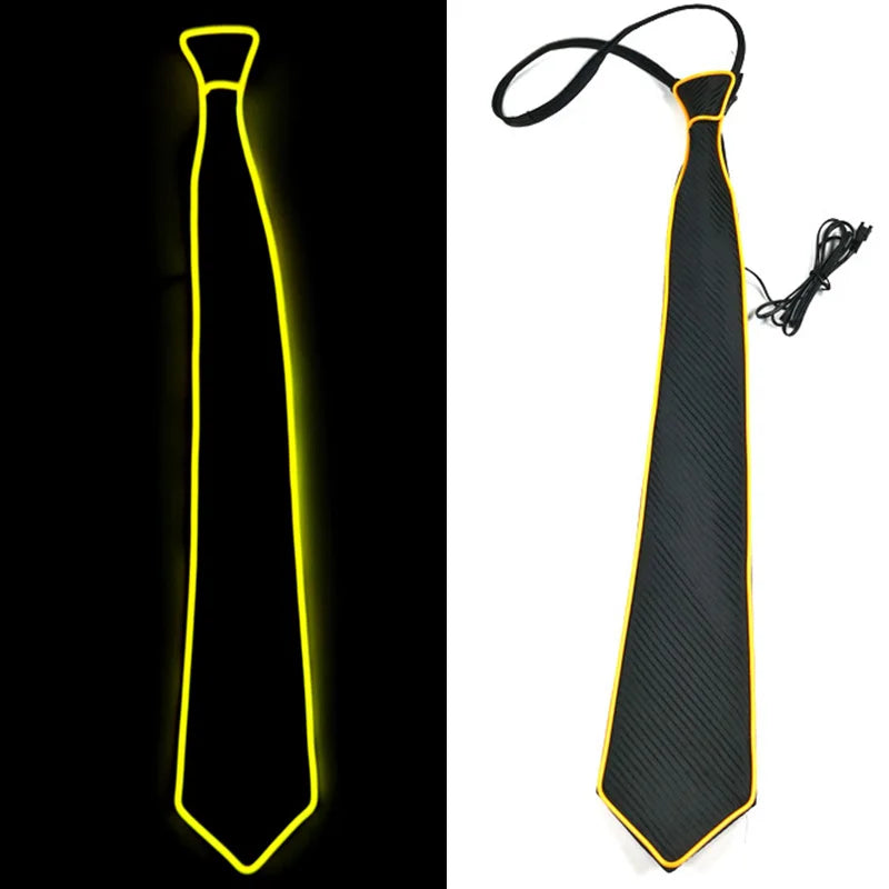 Flashing Neon Light LED Tie Halloween Christmas Dance Supplies Wedding Performance Decoration Luminous EL Wire Necktie Good Vibrations