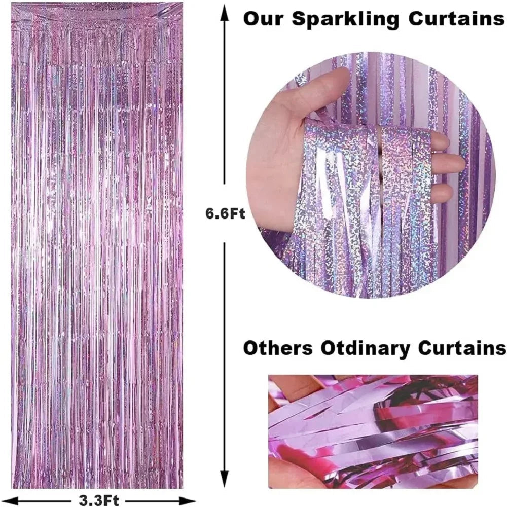 Party Favors Wedding Decoration Party Supplies Photozone Rain Tinsel Foil Curtain Birthday Party Wall Drapes Photo Zone Backdrop Good Vibrations