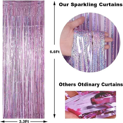 Party Favors Wedding Decoration Party Supplies Photozone Rain Tinsel Foil Curtain Birthday Party Wall Drapes Photo Zone Backdrop Good Vibrations