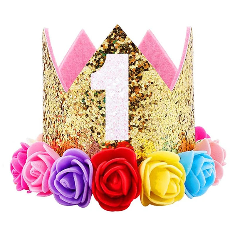 1st Birthday Party Decor Hat Kids 1 2 3 Year Happy Birthday Boy Girl Crown Hat First Happy Birthday Party Baby Shower Decoration Good Vibrations