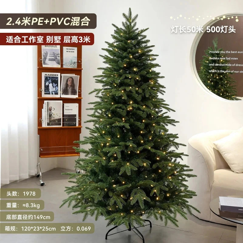Christmas Tree PE Encrypted Christmas Decoration with Lights,Folding and Retractable Pine Needles,Christmas Tree Set Decoration Good Vibrations