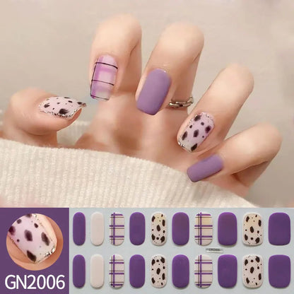 20Tips Semi-Cured Gel Nail Sticker Pure Color Uv/Led Lamp Gel Nail Polish Wraps Long-Lasting Full Cover Gel Sticker Nail Decor Good Vibrations