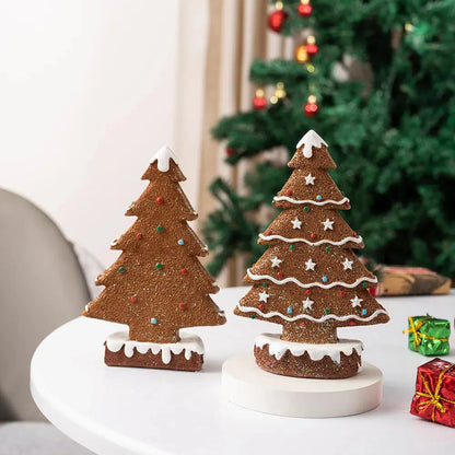 Festive Resin Gingerbread Christmas Tree Figurine, Holiday Tabletop Centerpiece Decor for Home Christmas Atmosphere Good Vibrations