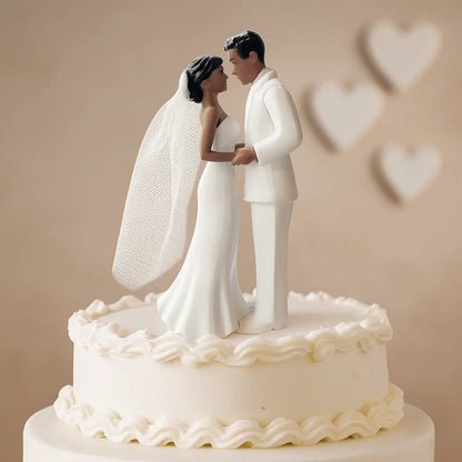 Anniversary Decoration Couple Wedding Cake Topper Elegant Creative Cake Toppers Dolls PVC White/Black Bride & Groom Figurines Good Vibrations