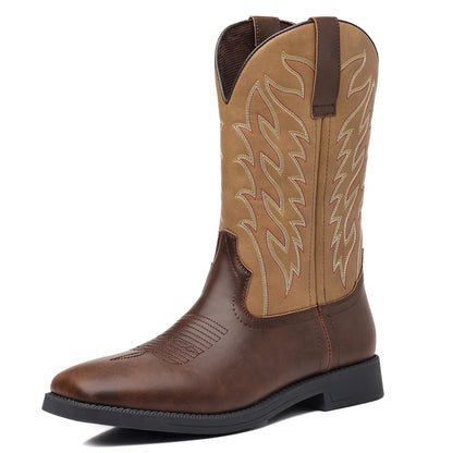 Mid-calf Western Boots Men Black Brown Cowboy Boots Handmade Leather Shoes for Men 2025 New Punk Man Women Unisex Riding Boots Good Vibrations