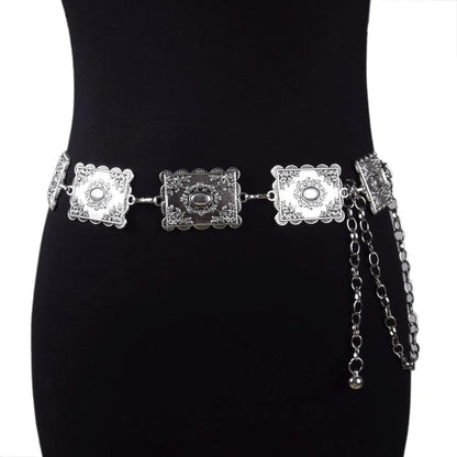 new women's belt fashionable retro style metal carved decorative chain waist chain accessories Good Vibrations