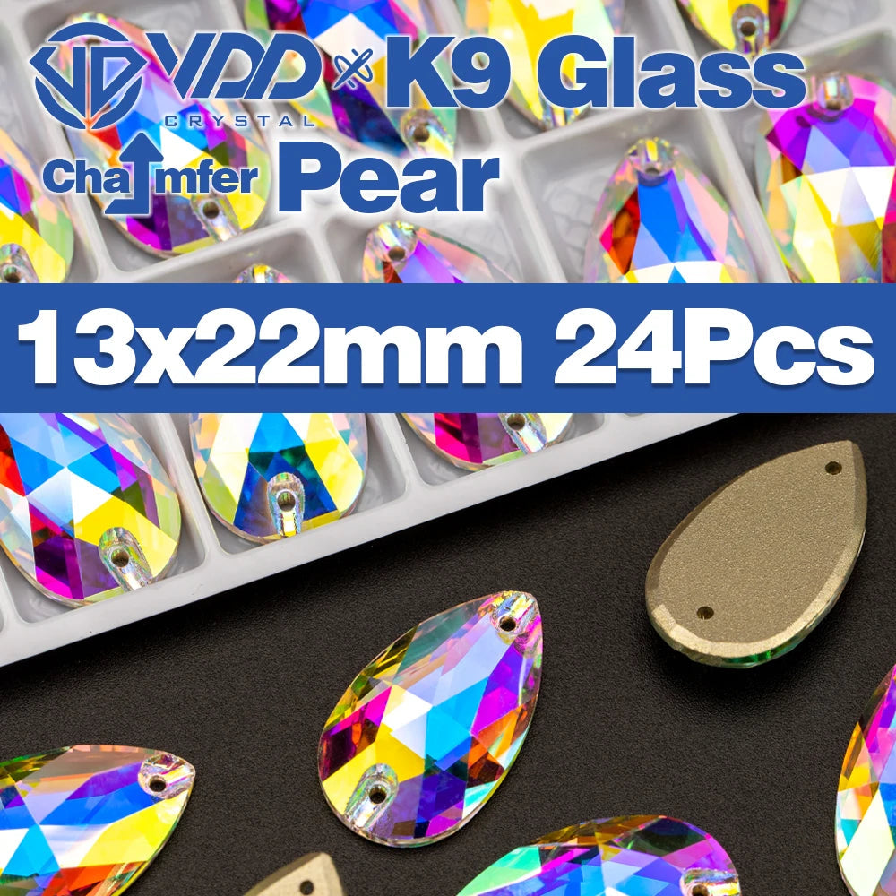VDD Chamfer AAAAA Top Quality K9 Glass Sew On Rhinestones Sewing Crystal AB Flatback Stone For Clothes Accessories Wedding Dress Good Vibrations