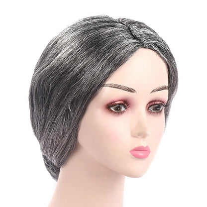 Kids Old Lady Wigs Short Gray Wigs Natural Lookings Halloween Cosplays Party Wigs Granny Costume Grandma Wigs for Girls Good Vibrations