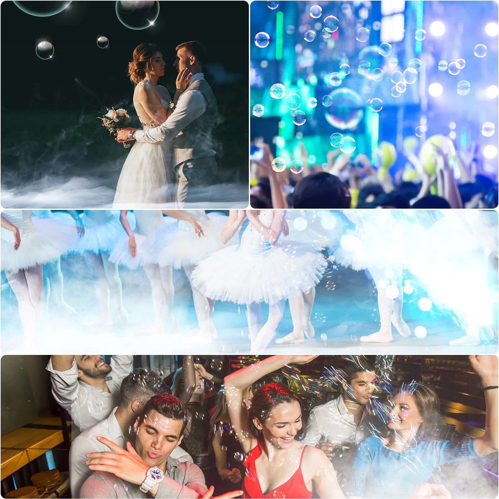U'King 1500W Smoke Bubble Machine 8 RGB 3IN1 LED Bubble Fog Machine DMX Bubble Fogger Stage Light For DJ Halloween Party Wedding Good Vibrations