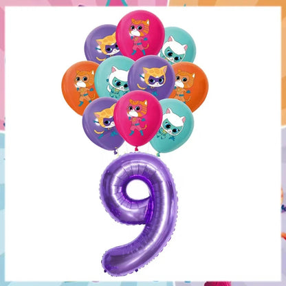 Cartoon Superkitties Birthday Party Decorations Balloons Disposable Tableware Set Paper Plates Banner for Baby Shower Kids Gifts Good Vibrations