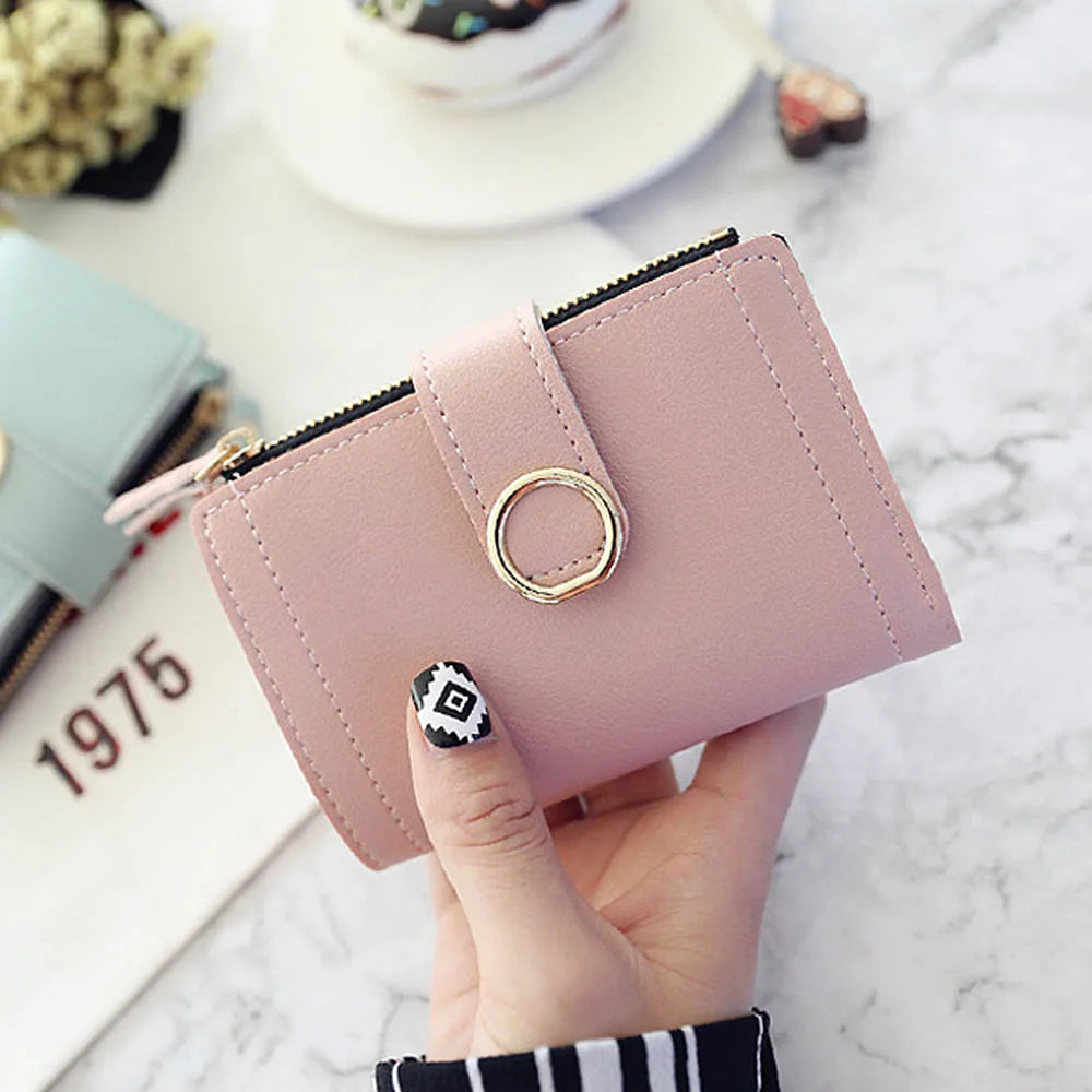 New Fashion Short Women's Wallet Zipper Card Holder Cute Female Coin Purse High Quality PU Wallets For Girls Good Vibrations