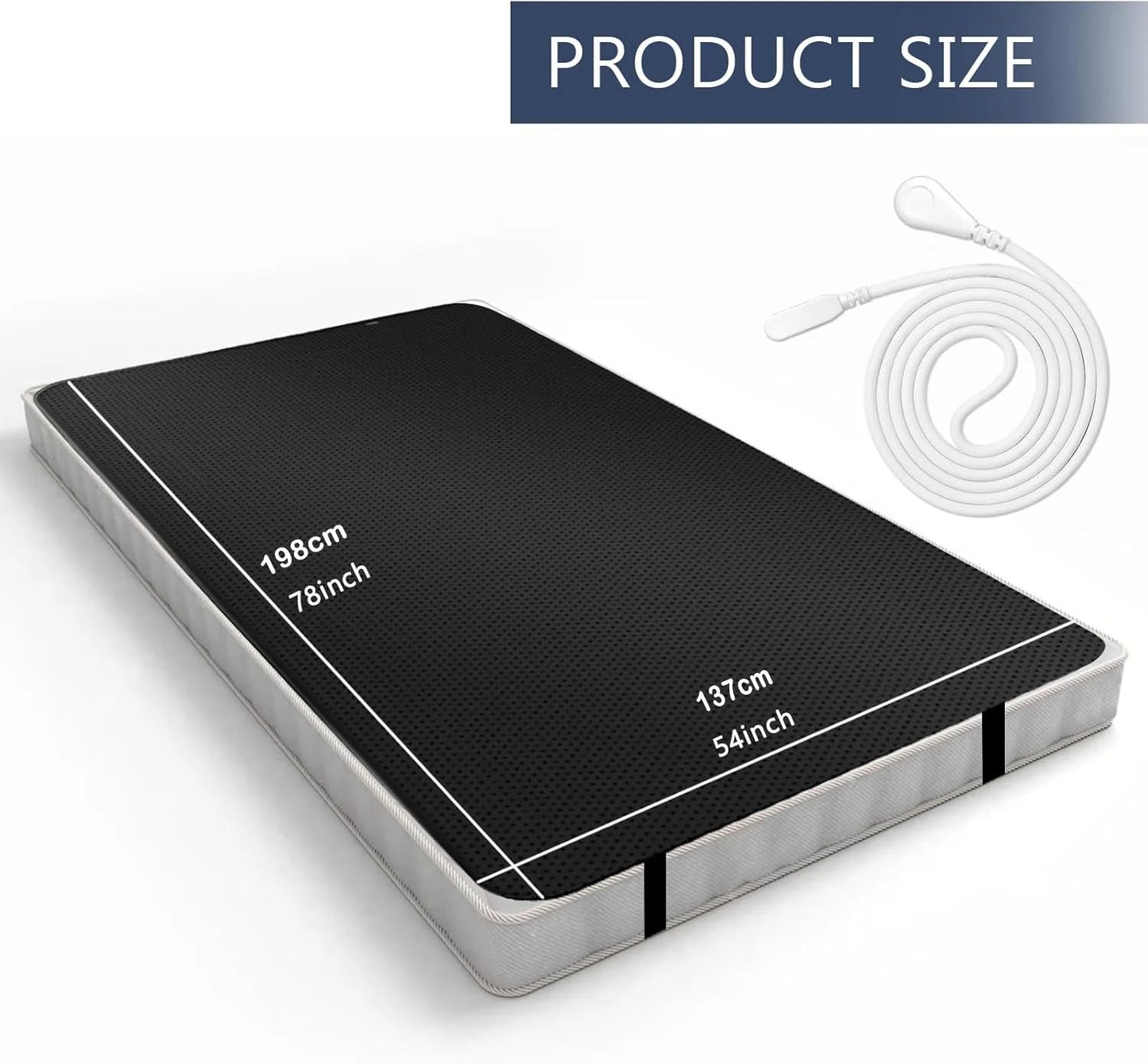 Grounding Earthing Mat for Bed Queen Size Inches with 15ft Cord Anti Static Mat for Better Sleep Stress Relief Pain Reduction Good Vibrations