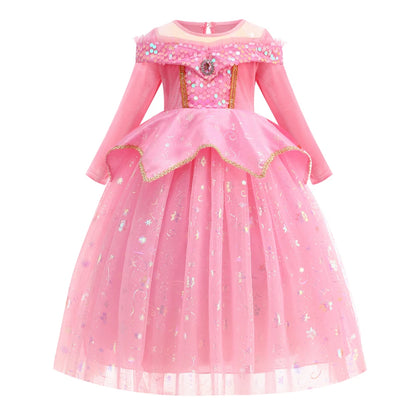 Halloween Costumes Kids Pink Girls Party Dresses Girl Aurora Princess Gown Sleeping Beauty Cosplay Costume Fantasy Disguise Sets Good Vibrations