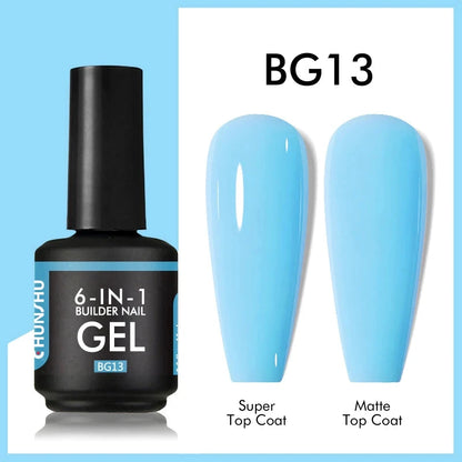 CHUNSHU 6 IN 1 Extension UV Gel Polish In A bottle Builder Nail Gel Rubber Base Coat Semi Permanent Nails Art Self-leveling 15ML Good Vibrations