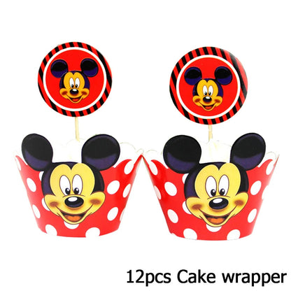 Mickey Mouse Theme Disposable Tableware Cups Plate Baby Children Birthday Party Supplies Boy Family Good Friend Party Decoration Good Vibrations