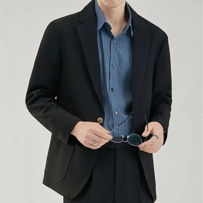 2 Piece Outfit Set Male Solid Color Youth Trends Costumes Ceremony Pants Full Men's Suits and Blazers Clothes Classic Elegant Good Vibrations