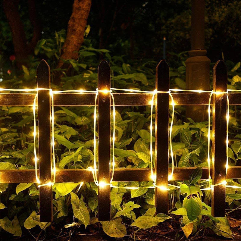 Solar Rope Lights Outdoor LED String Lights 8 Modes Garden Hose Lights Decorative Wedding Christmas Halloween Patio Porch Pool Good Vibrations