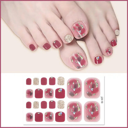 Nail Polish Film Toenail Stickers Solid Color Glitter Toe Nail Art Sticker DIY Waterproof Adhesive Nail Wraps Decals Decors Good Vibrations