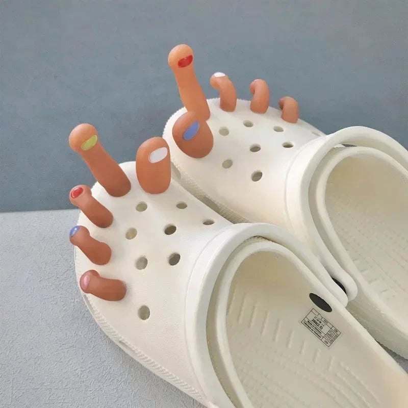 Cute Cartoon Toe Series Shoe Charms Designer Funny Simulation Toes Clogs Buckle Punk Hip Hop Street Shoe Decorations for Crocs Good Vibrations