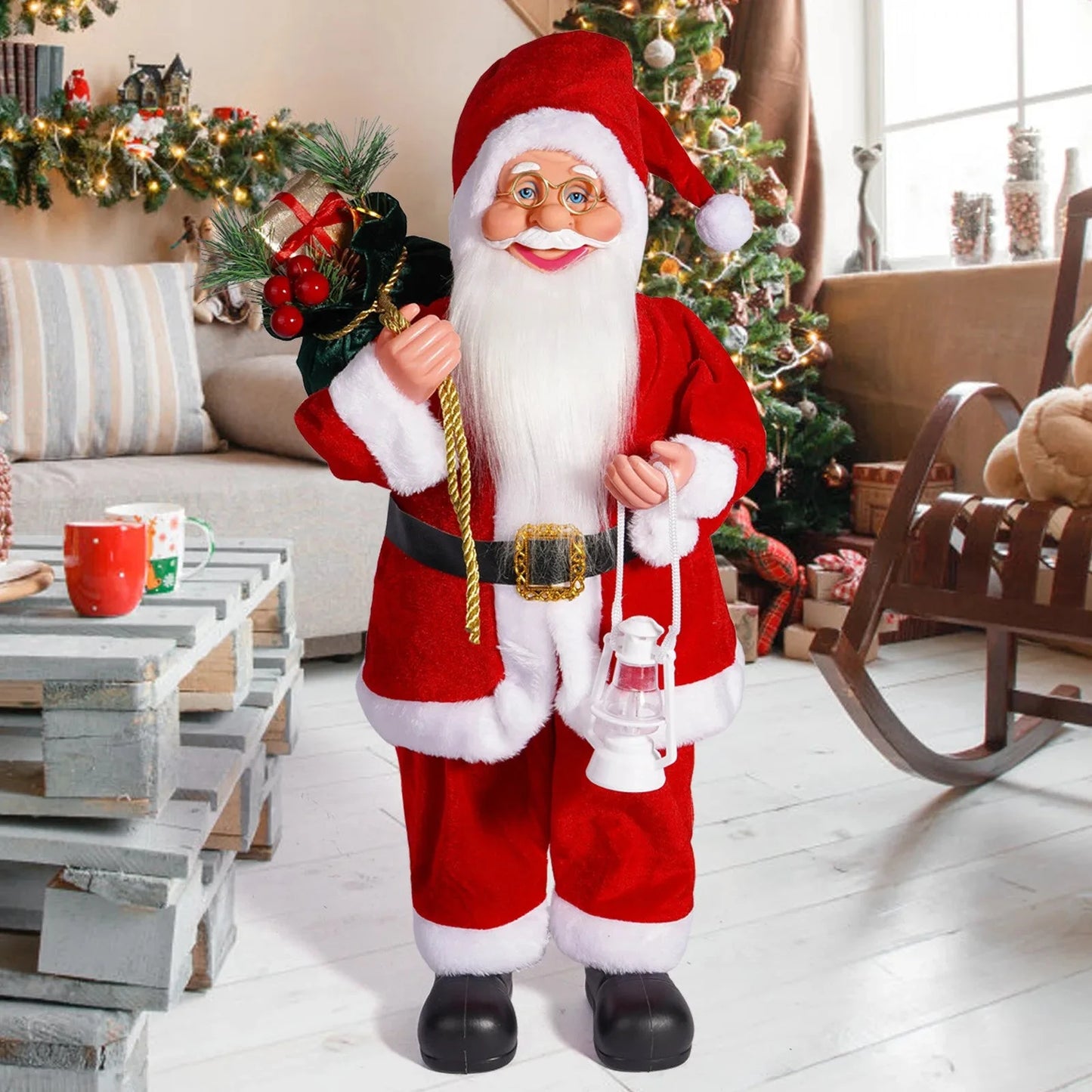 Christmas decoration standing Santa Claus doll ornaments Happy Date Christmas Santa Claus Figurine Decor party Ornament Gift Good Vibrations