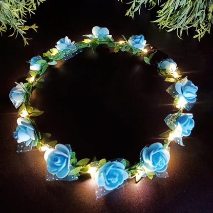 Wedding Party Crown Glowing Flower Headband LED Light Wreath Garland Decoration Women Girl Birthday Favor Luminous Hairband Good Vibrations