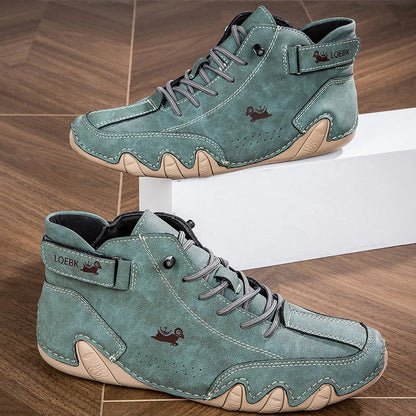 Boots for Men Casual High Top Sneakers Soft Sole Fashion Mens Slip-On Leather Driving Walking Shoes Comfort Luxury Ankle Boots Good Vibrations