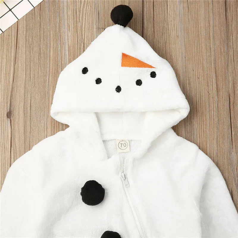 0-36months Infant White Fleece Jumpsuit Long Sleeve Zipper Open Front Hooded Romper For Boys And Girls Autumn Winter Playsuit Good Vibrations